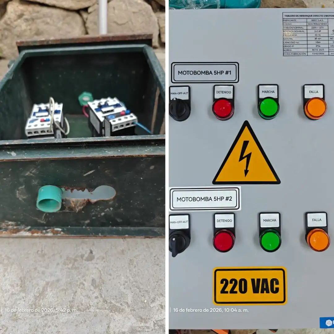 Modernización de tablero eléctrico de control: de cableado expuesto antiguo a panel nuevo con señalización y protecciones modernas por SIEEC
